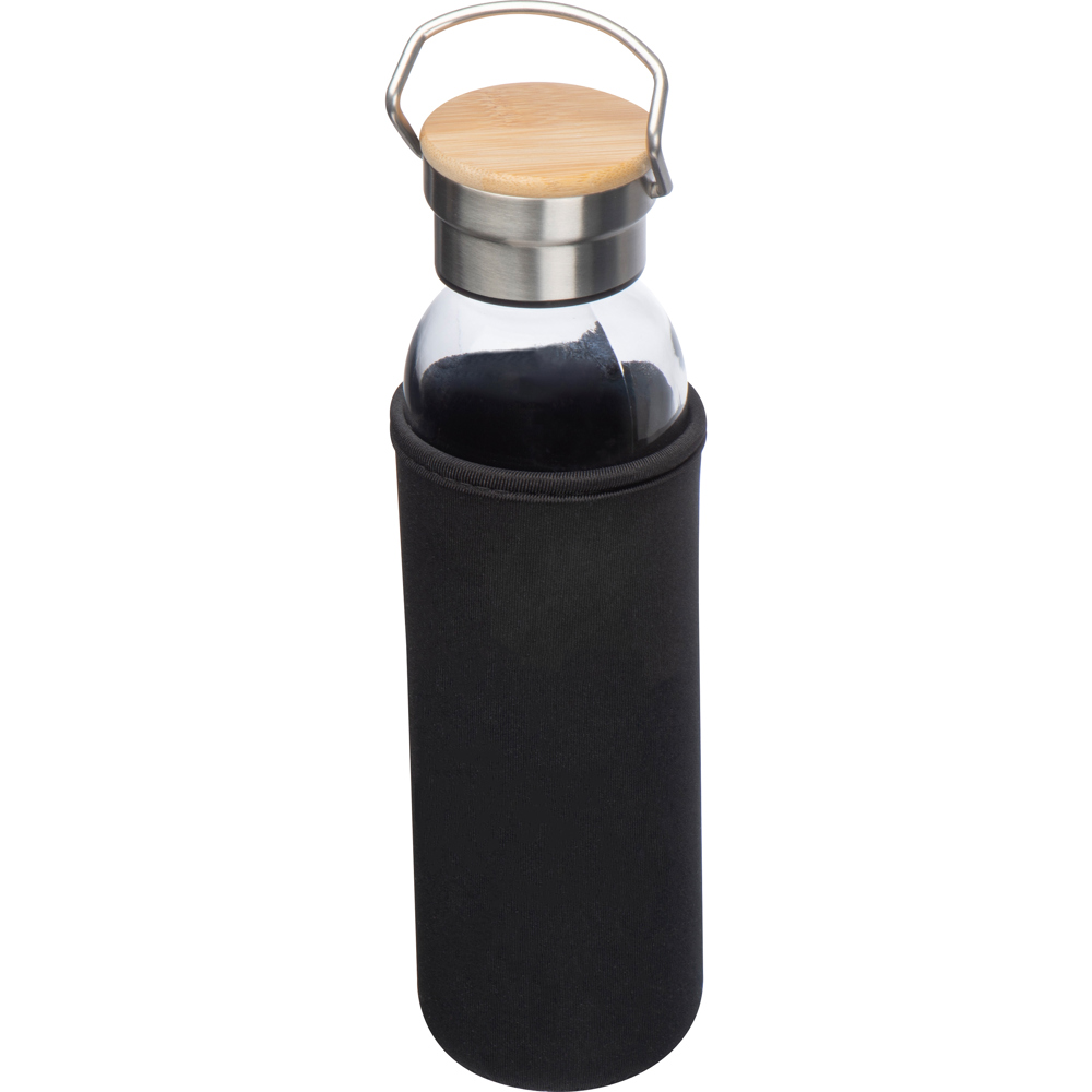 Drinkfles van glas met ommanteling