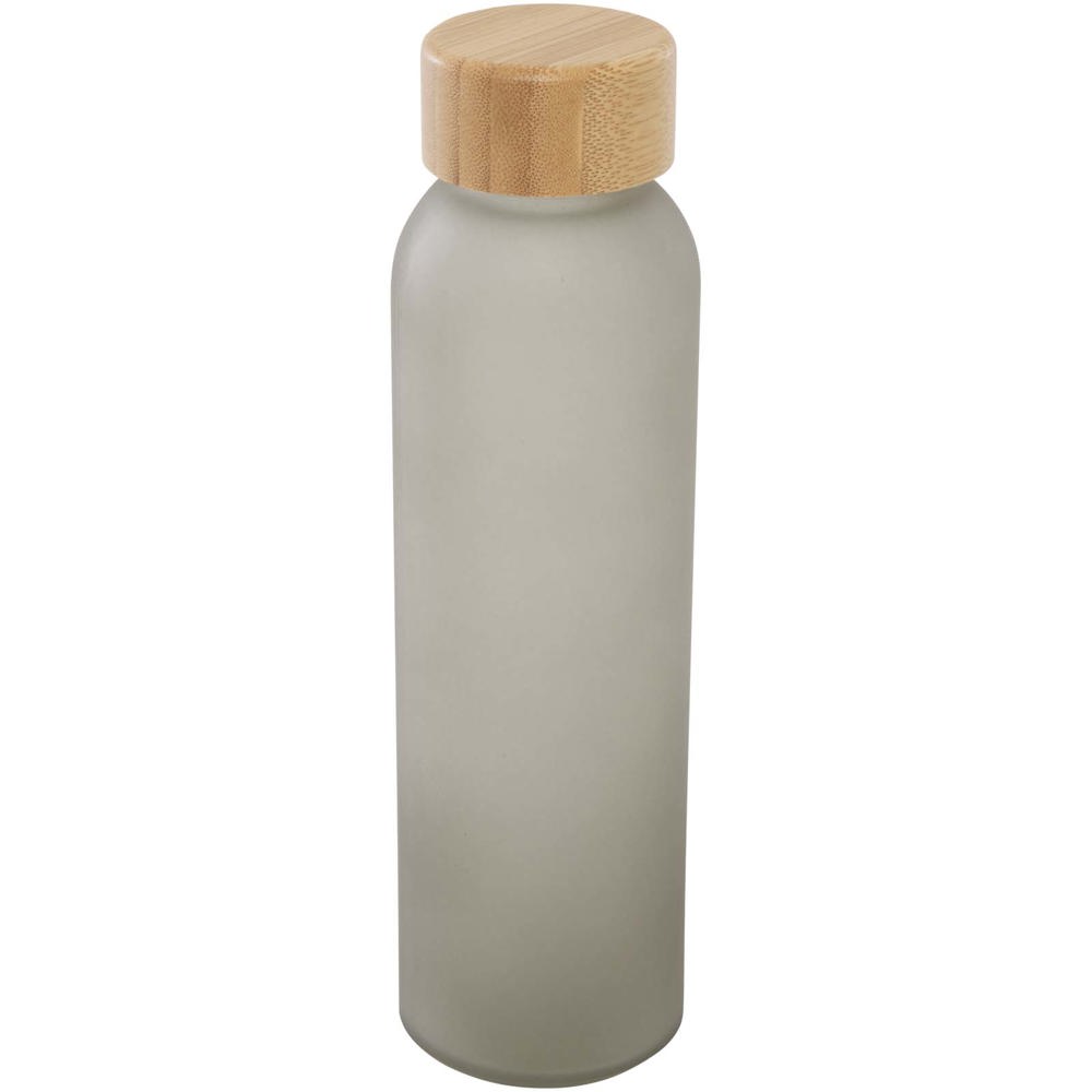 Lume 500 ml fles van mat natronkalkglas met bamboe deksel - met logo of onbedrukt bestellen - Grijs