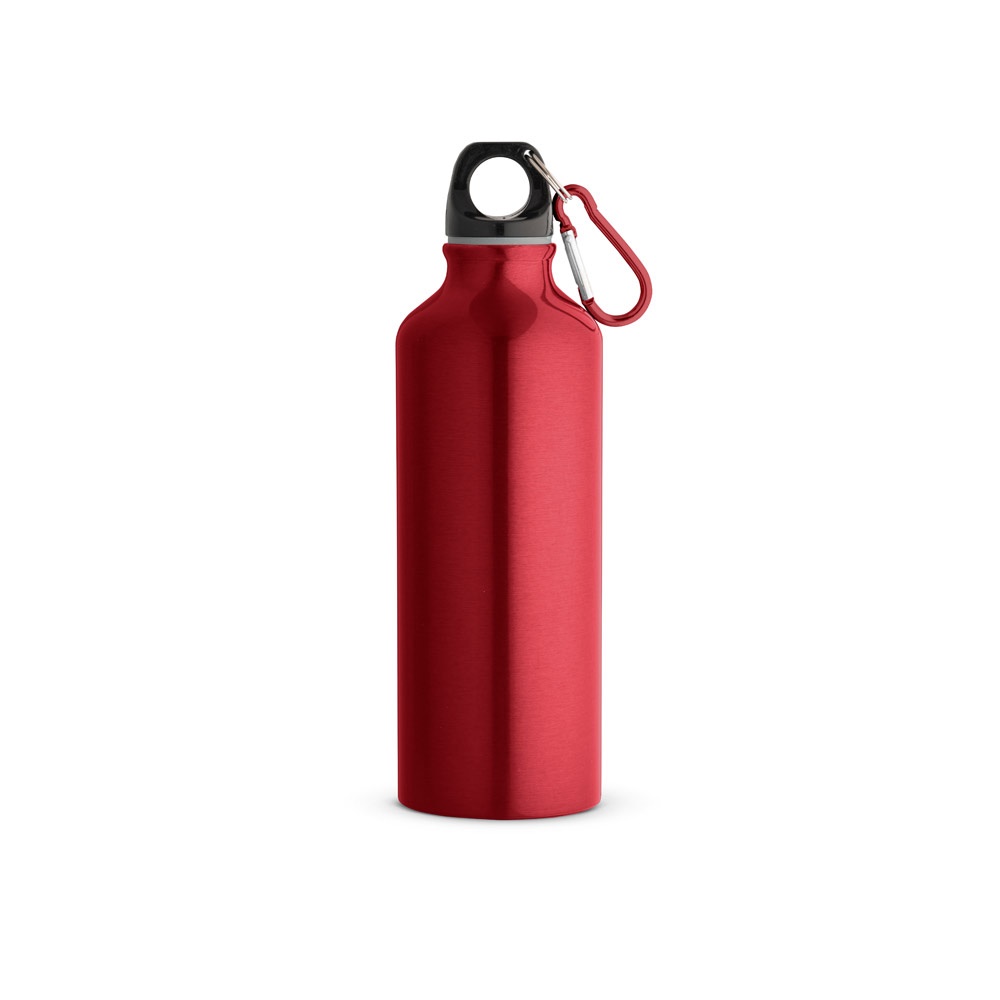 RE-LANDSCAPE M. Gerecycleerde aluminium (100% rAL) fles met karabijnhaak 530 mL - voor bedrijven en - rood