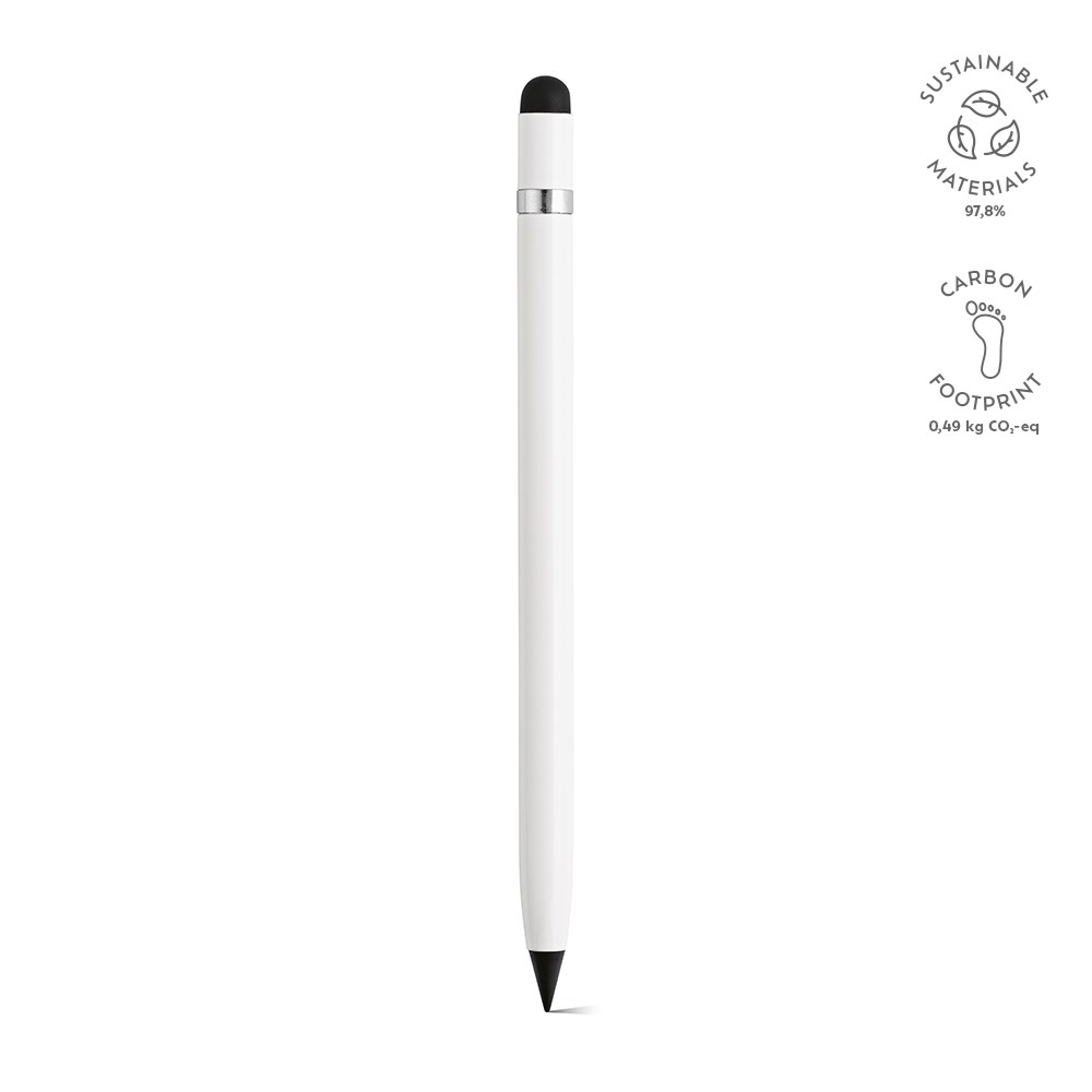Voltaire Inktloze Pen Gerecycled Aluminium - met logo of onbedrukt bestellen - Wit