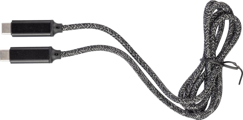 Nylon oplaadkabel Gerd - voor bedrijven en relatiegeschenken - Lichtgrijs