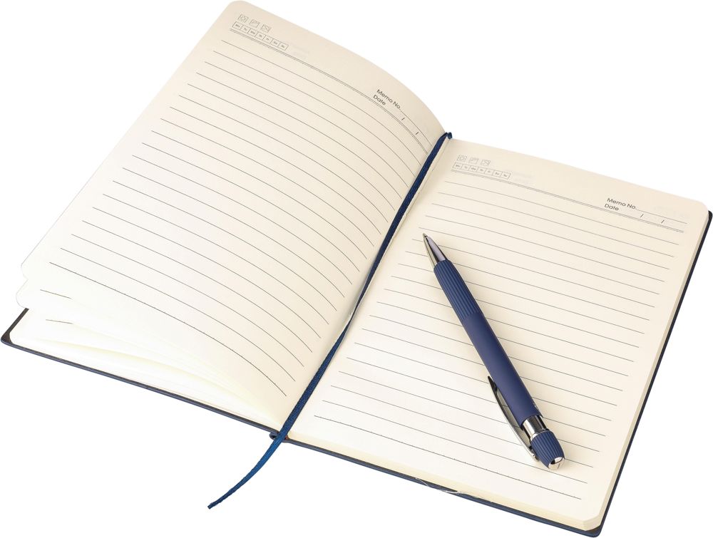 Gerecycled PU-notitieboek (A5) en balpenset Tarek Original