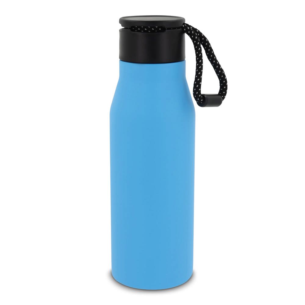 Thermofles met touw 600ml - met logo of onbedrukt bestellen - Lichtblauw