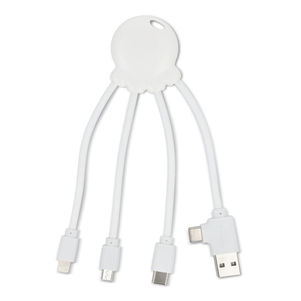 4009| Xoopar Eco Octopus Oplaadkabel Ocean Bound Plastic - kopen of bedrukken - wit