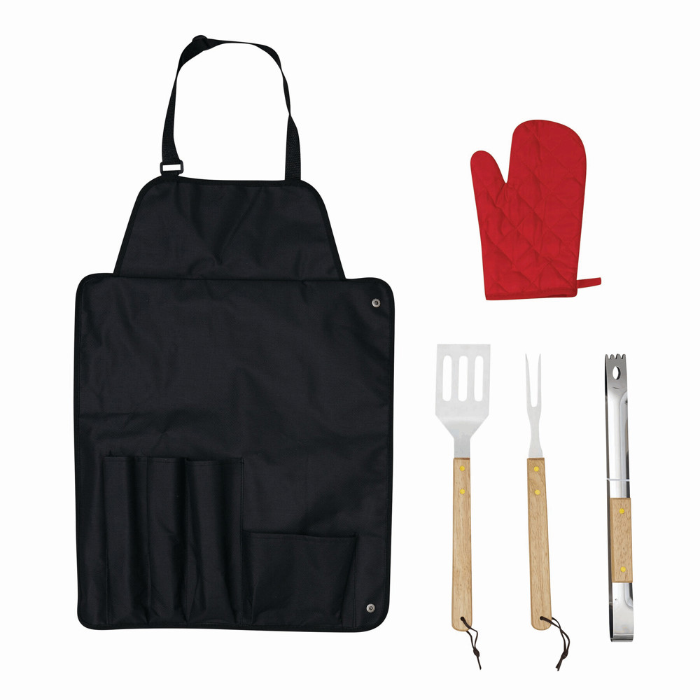 GREAT BBQ - BBQ-schort met BBQ-bestek - met logo of onbedrukt bestellen