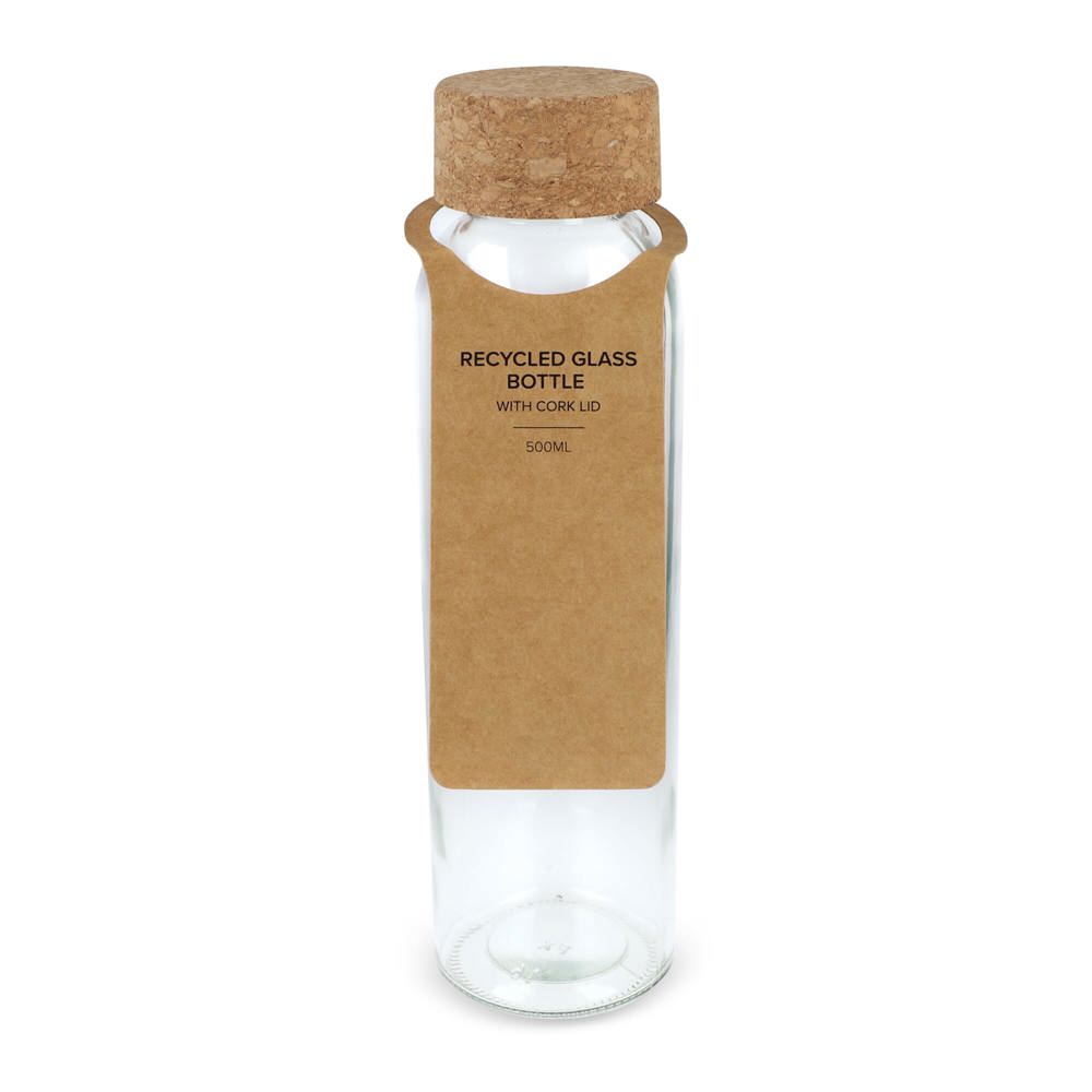 Gerecycled glazen fles met kurken dop 500ml