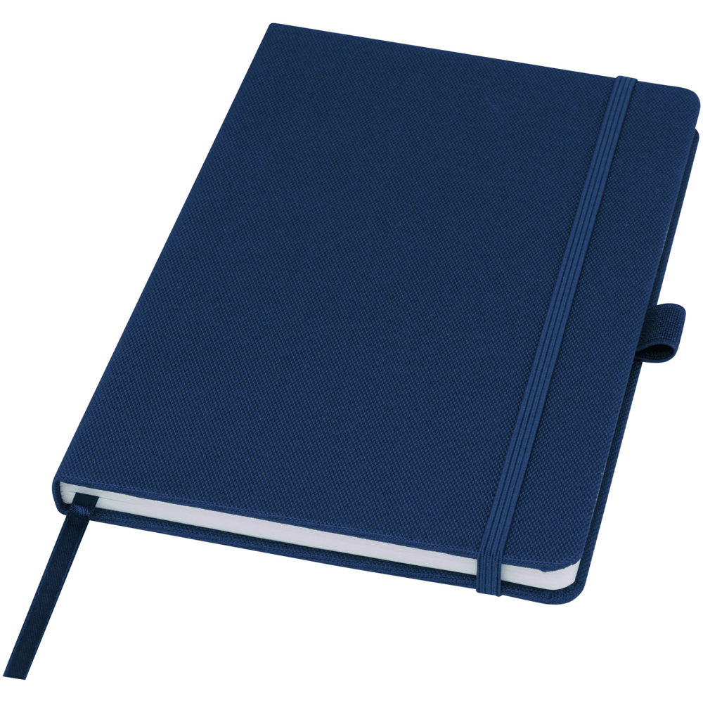 Honua A5 notitieboek van gerecycled papier met gerecyclede PET cover - bedrukt of onbedrukt verkrijgbaar - Marineblauw