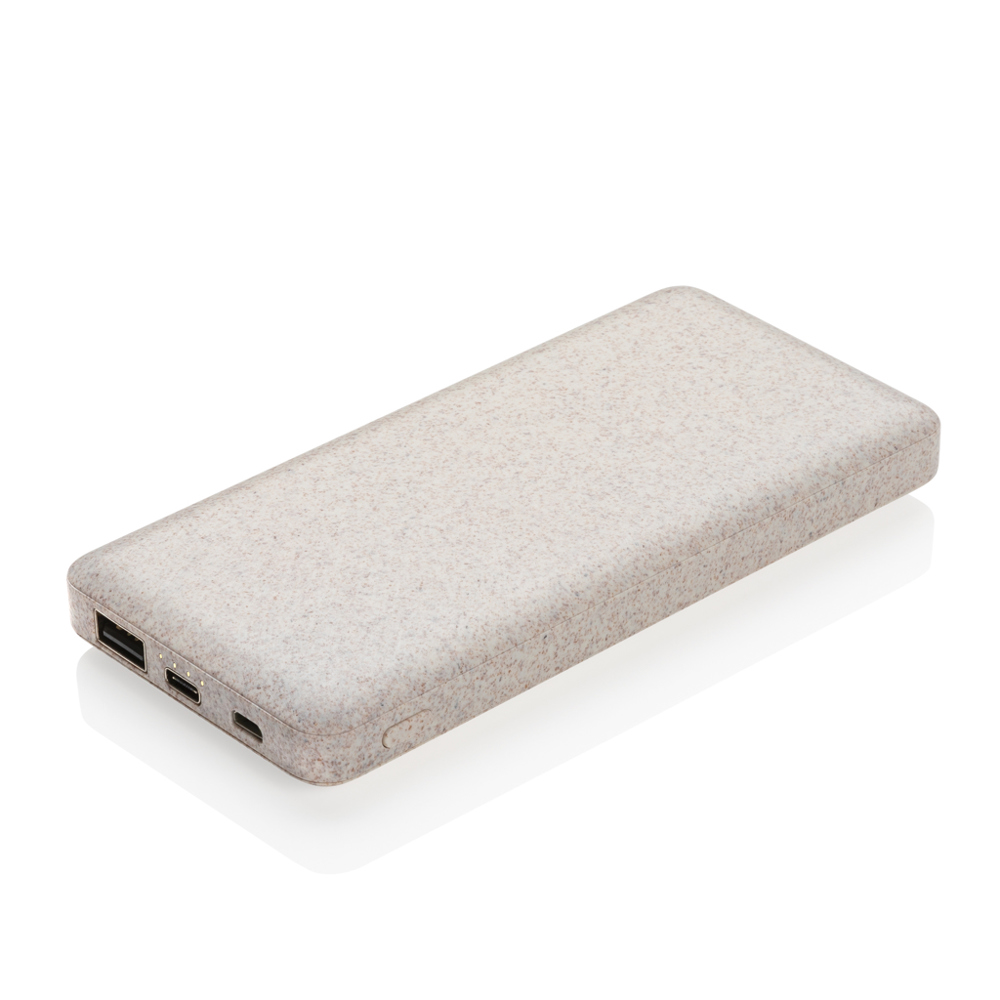 Powerbank 10.000 mAh tarwevezel - met logo of onbedrukt bestellen