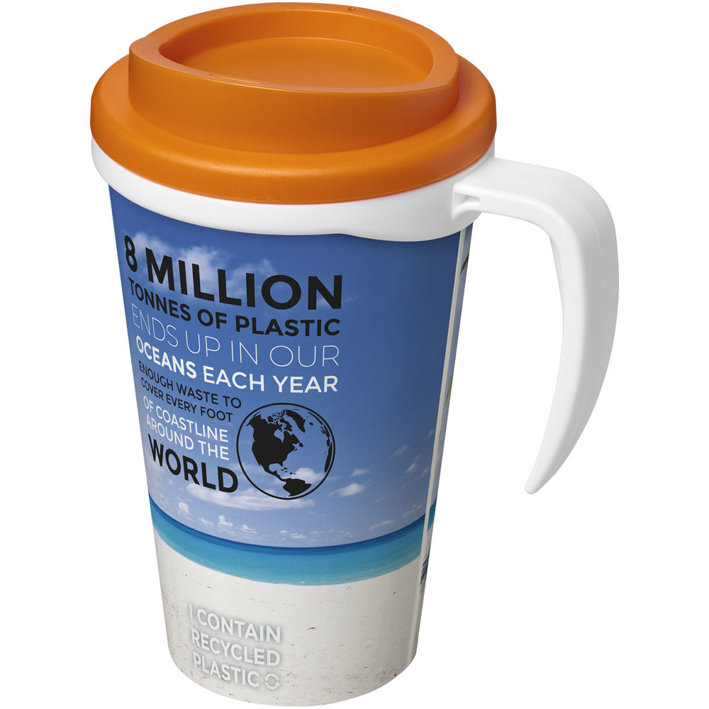 Brite Americano® grande 350 ml geïsoleerde beker - voor bedrijven en relatiegeschenken - Wit, Oranje