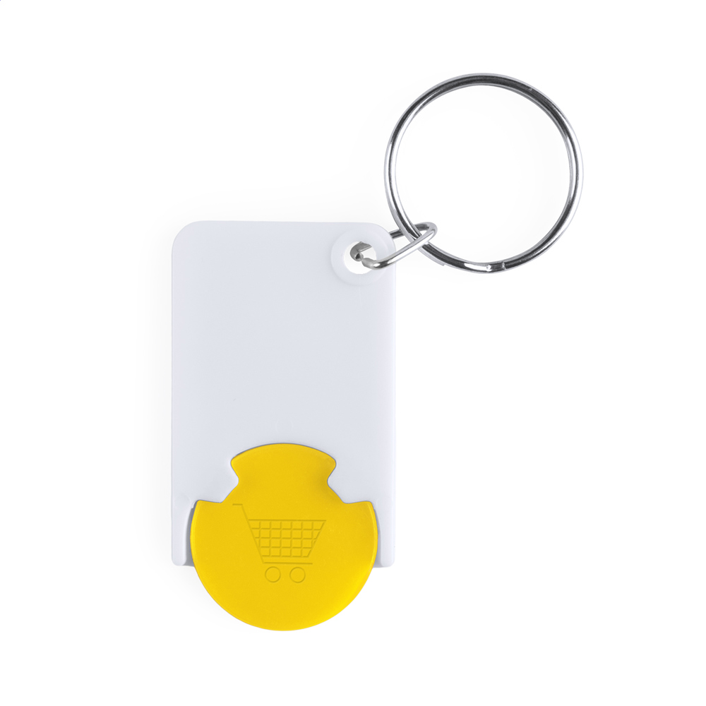 Trolex - winkelwagenmunt sleutelhanger - met logo of onbedrukt bestellen - geel/wit