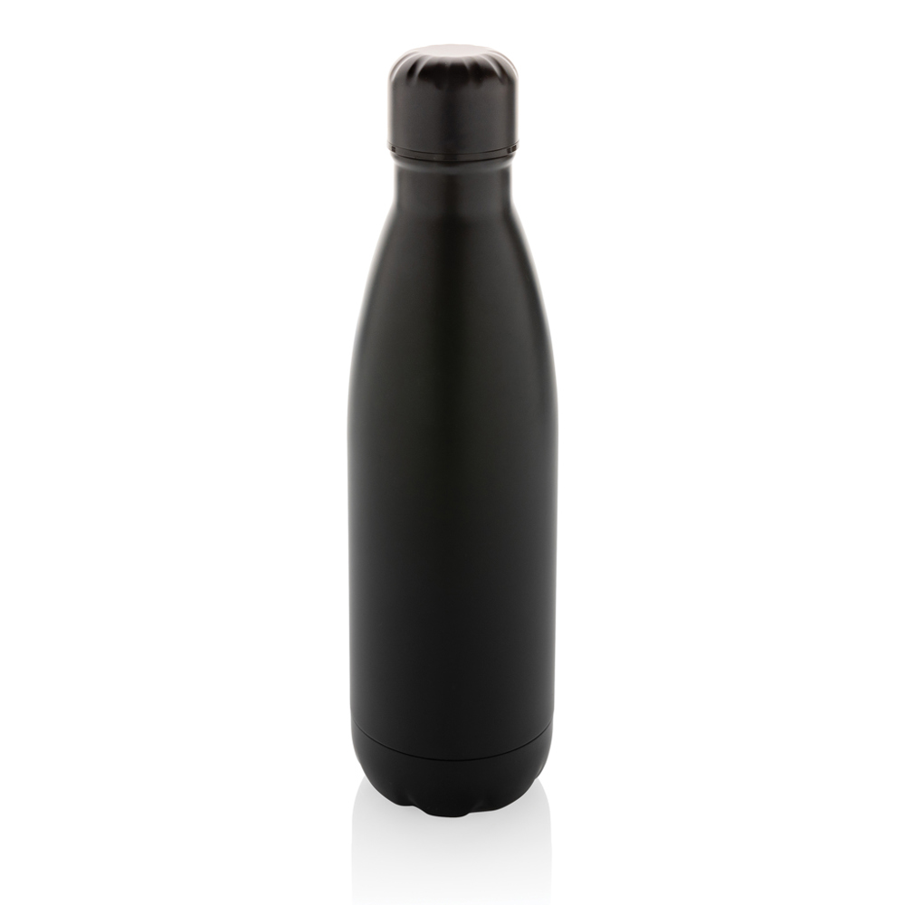 Eureka RCS-gecertificeerde gerecycled rvs enkelwandige fles - kopen of bedrukken - zwart (± PMS Black)