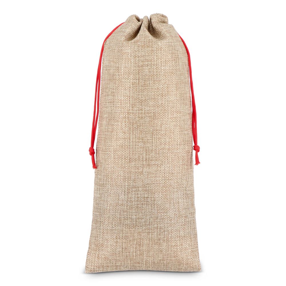 Jute-stijl flessentasje 14 x 34 cm