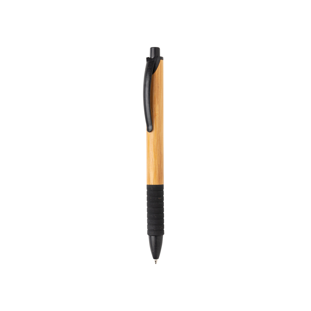 Bamboe & tarwestro pen - bedrukt of onbedrukt verkrijgbaar - zwart (± PMS black)