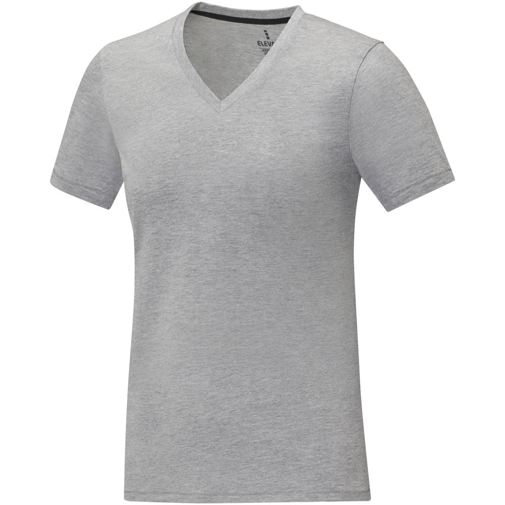 Somoto Dames T-shirt met V-hals en korte mouwen - voor bedrijven en relatiegeschenken - Gemêleerd grijs