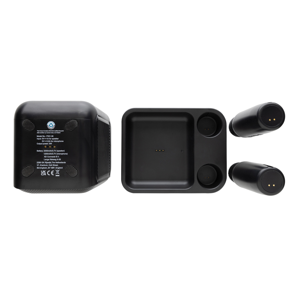 Singvibe RCS gerecycled plastic karaokeset met 2 microfoons