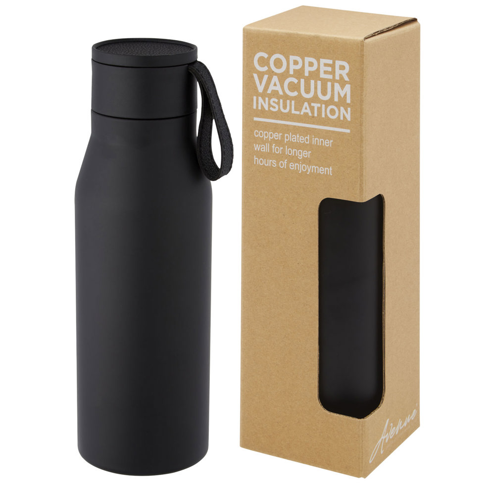 Ljungan koperen vacuüm geïsoleerde roestvrijstalen fles van 500 ml met PU leren band en deksel - kopen of