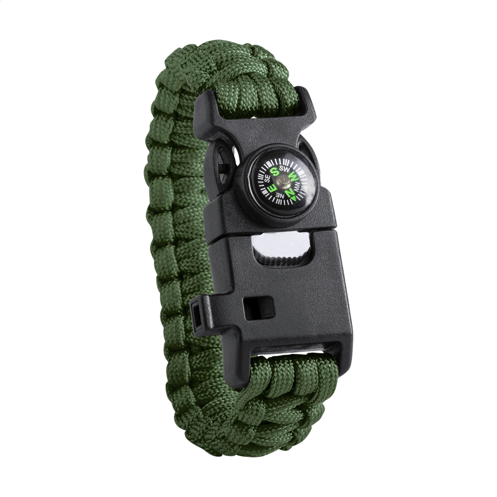 Peary - survival armband - bedrukt of onbedrukt verkrijgbaar - groen/zwart