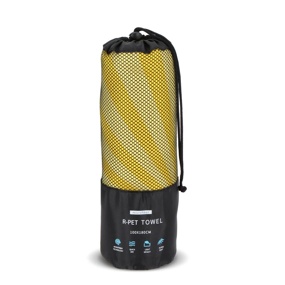 R-PET sneldrogende strandlaken 100x180cm met opbergzak (200g/m²) sublimatie
