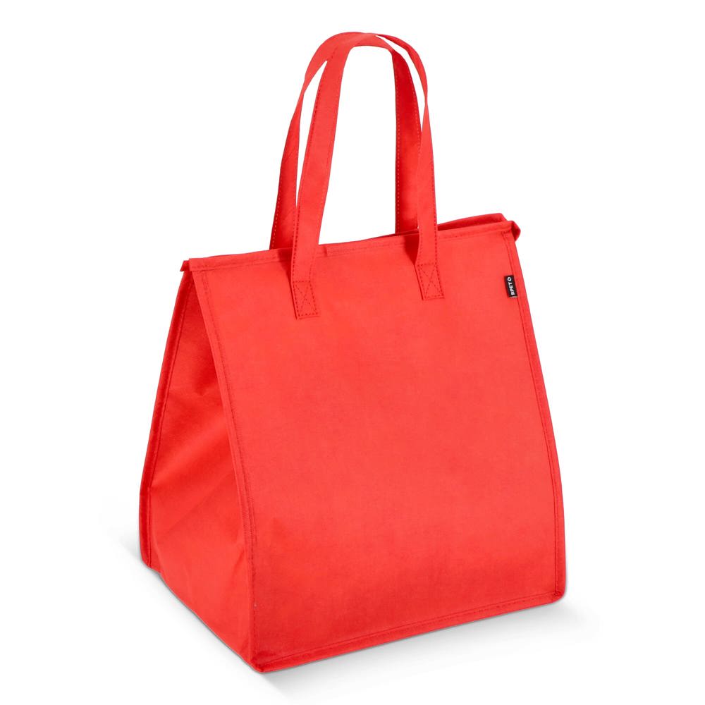 R-PET koeltas, non-woven, 33 x 25,5 x 37 cm, 75 g/m² - met logo of onbedrukt bestellen - Rood