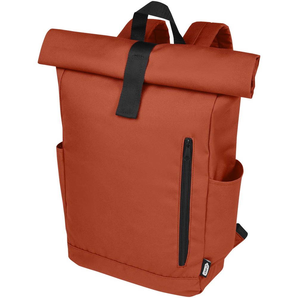 Byron 15,6" rugzak van GRS RPET met opgerolde bovenkant 18 L - met logo of onbedrukt bestellen - Baksteen