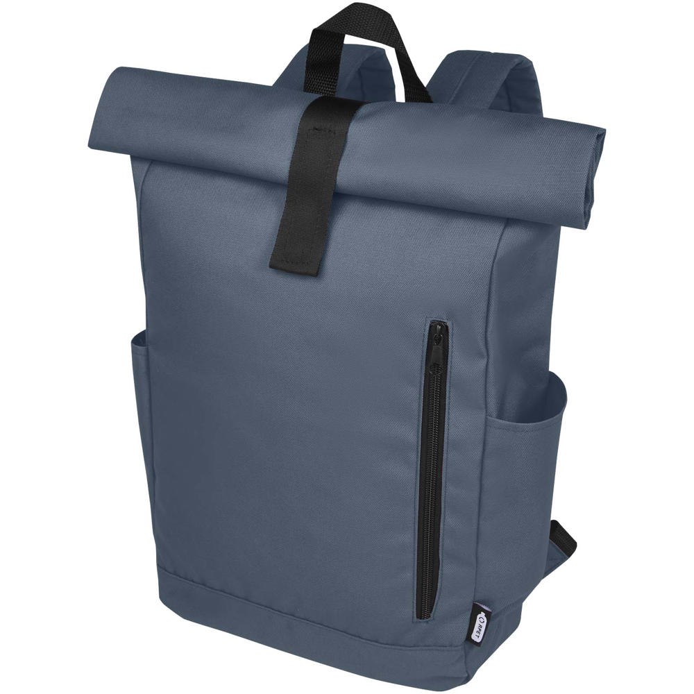 Byron 15,6" rugzak van GRS RPET met opgerolde bovenkant 18 L - met logo of onbedrukt bestellen - Hale blauw