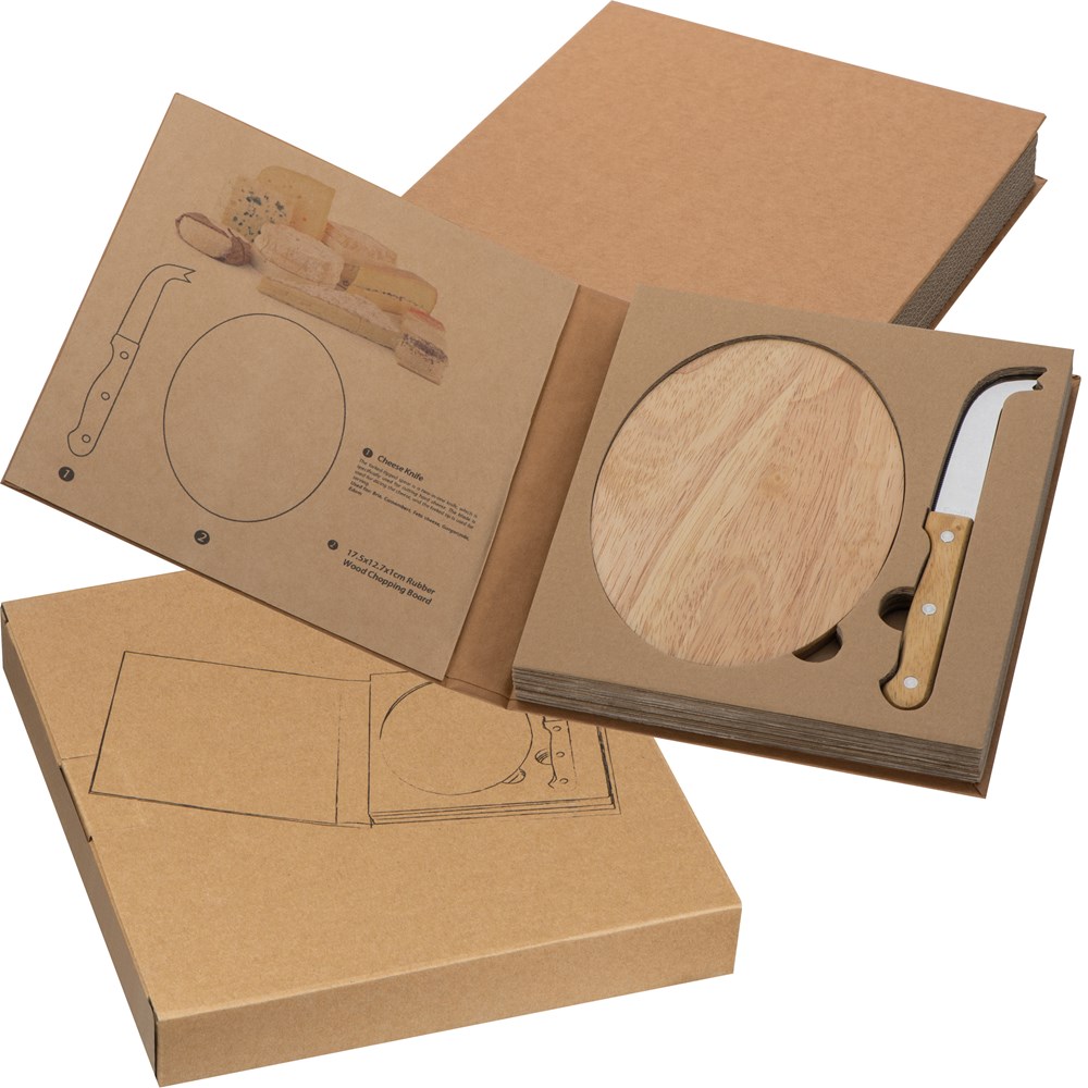 Kaasset met houten plank - met logo of onbedrukt bestellen