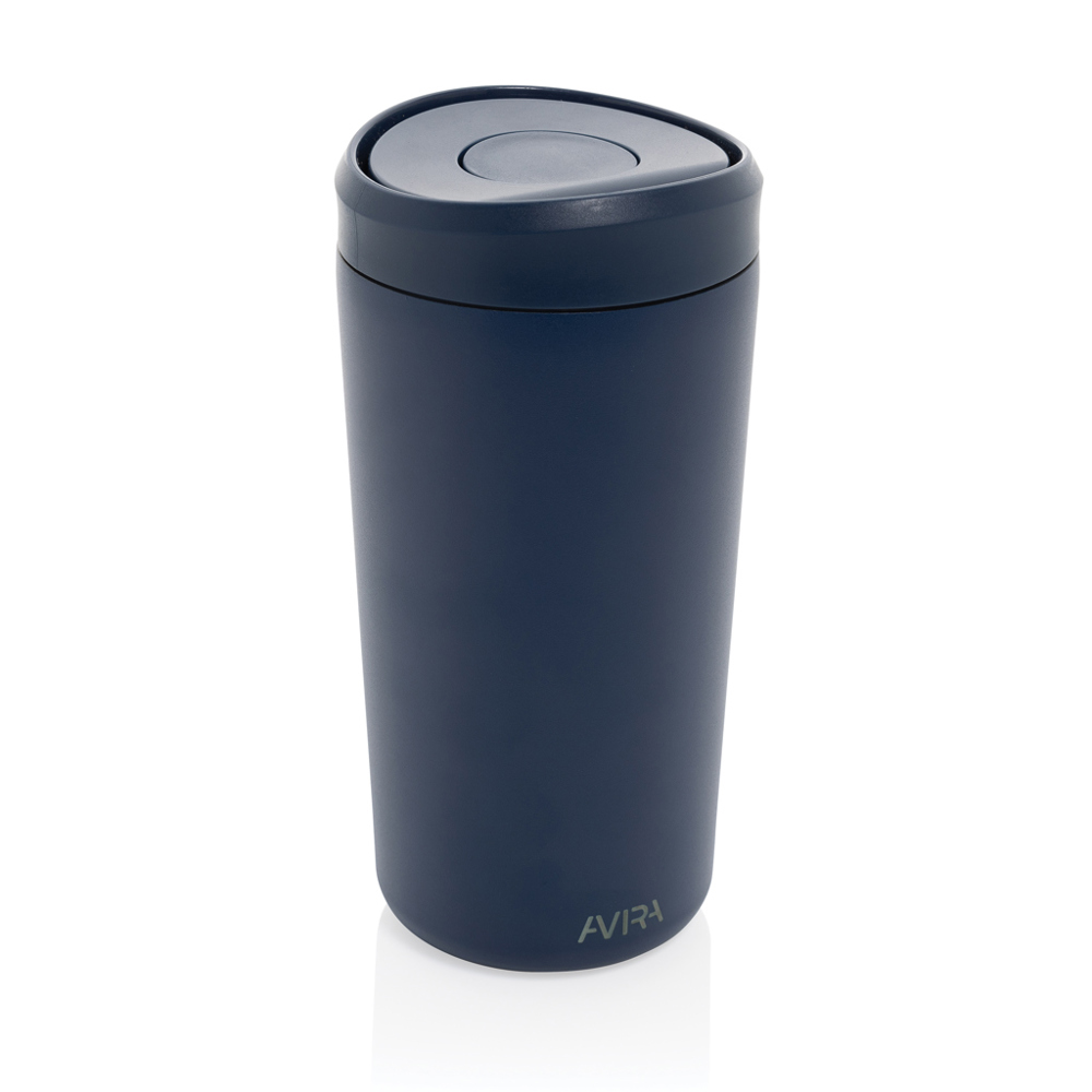 Avira Alix RCS recycled staal klik beker 400ML - met logo of onbedrukt bestellen - donkerblauw (± PMS 2767C)