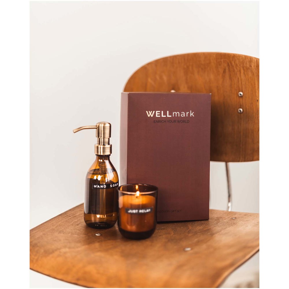 Wellmark Discovery set van 250 ml handzeepdispenser en 150 g geurkaars