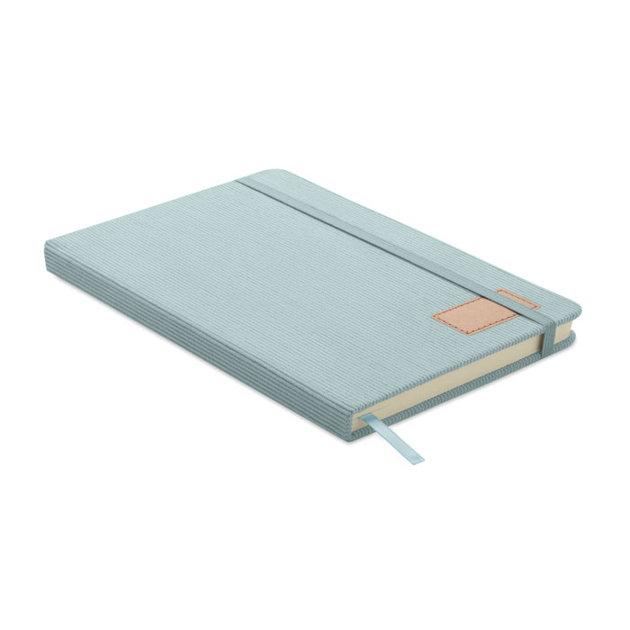 CORDI NOTE - A5 RPET corduroy notitieboek - met logo of onbedrukt bestellen - Babyblauw