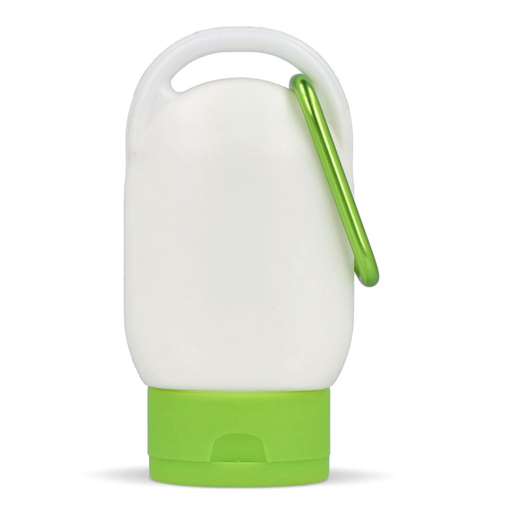 Zonnebrandlotion met Karabijnhaak SPF30 Gerecycled Materiaal - met logo of onbedrukt bestellen - lichtgroen
