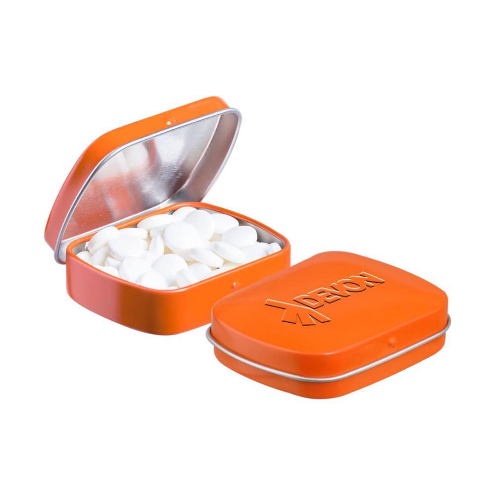Mini scharnierblikje embossing - bedrukt of onbedrukt verkrijgbaar - Oranje