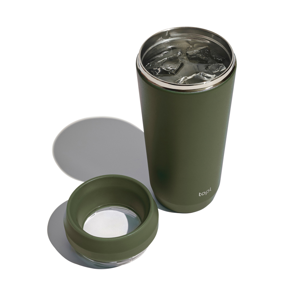 Topl Recycled RVS To Go beker gepatenteerd 360 Lid 354ml