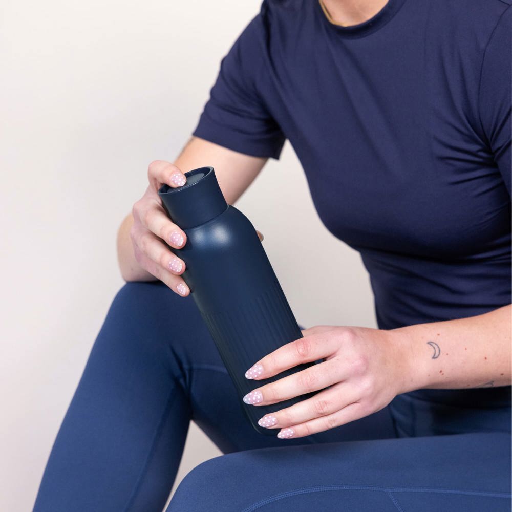 Sagaform Tekla Push stalen fles met druk dop gerecycled) 500 ml