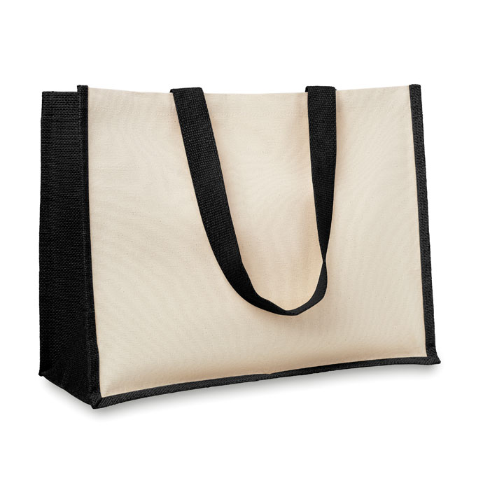 CAMPO DE FIORI - Jute/canvas boodschappentas - voor bedrijven en relatiegeschenken - Zwart