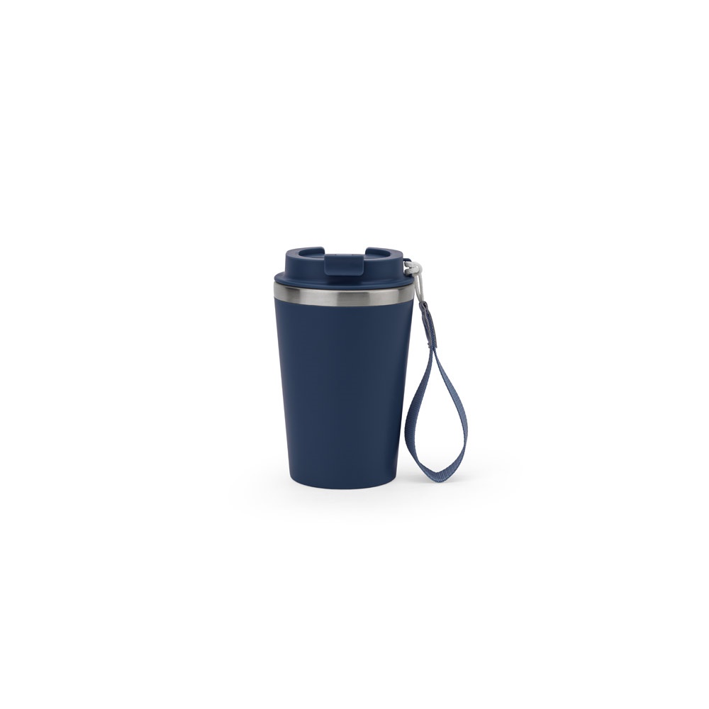 SPITZ. Reisbeker van roestvrij staal (90% gerecycled) en buitenwand van PP, met matte afwerking 440 mL - kopen - Marineblauw