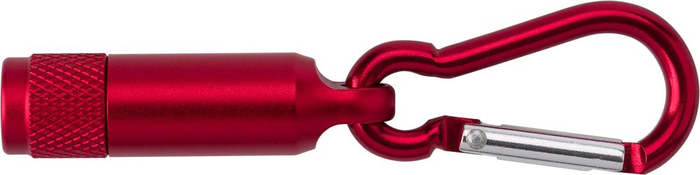 Aluminium mini-zaklamp met karabijnhaak Tracy - kopen of bedrukken - Rood