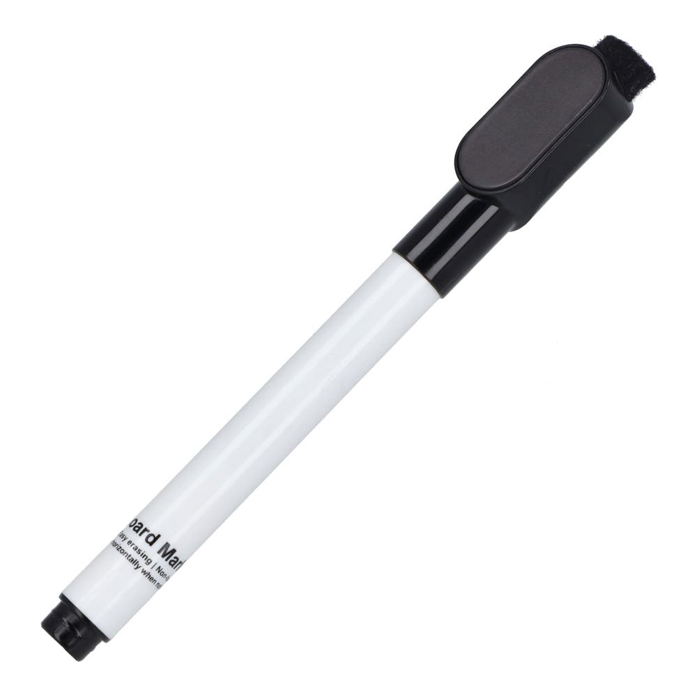 Whiteboardmarker met magneet en wisser - met logo of onbedrukt bestellen - Zwart