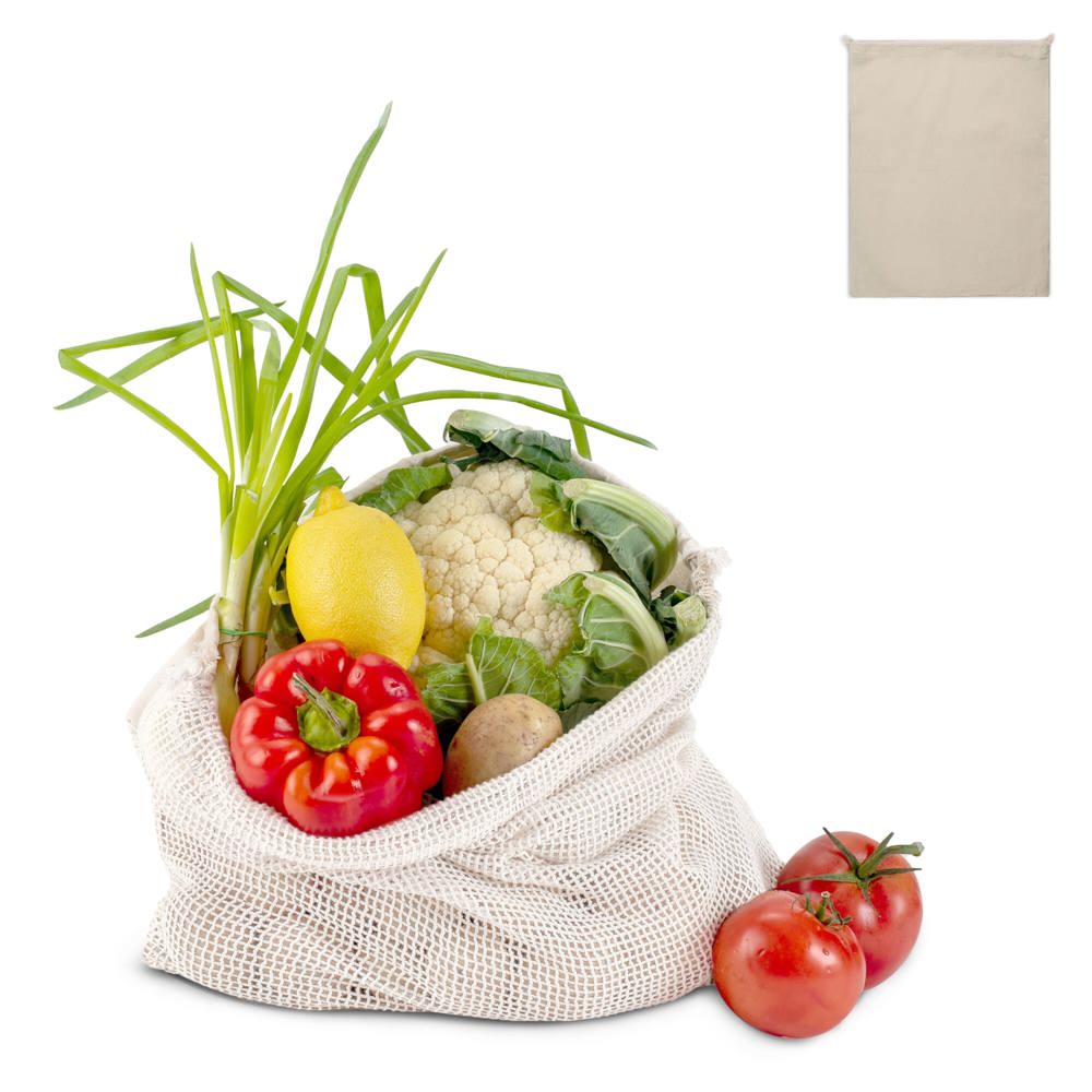 Herbruikbaar groente & fruit zakje OEKO-TEX® katoen ecru 40x45cm - kopen of bedrukken