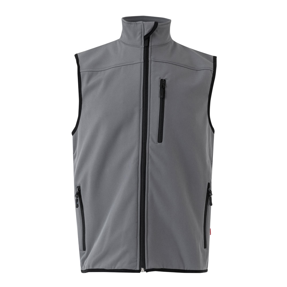VL VARUNA. Softshell vest (280g/m²), met polaire voering, van polyester (94%) en elastaan (6%) - bedrukt of - Grijs