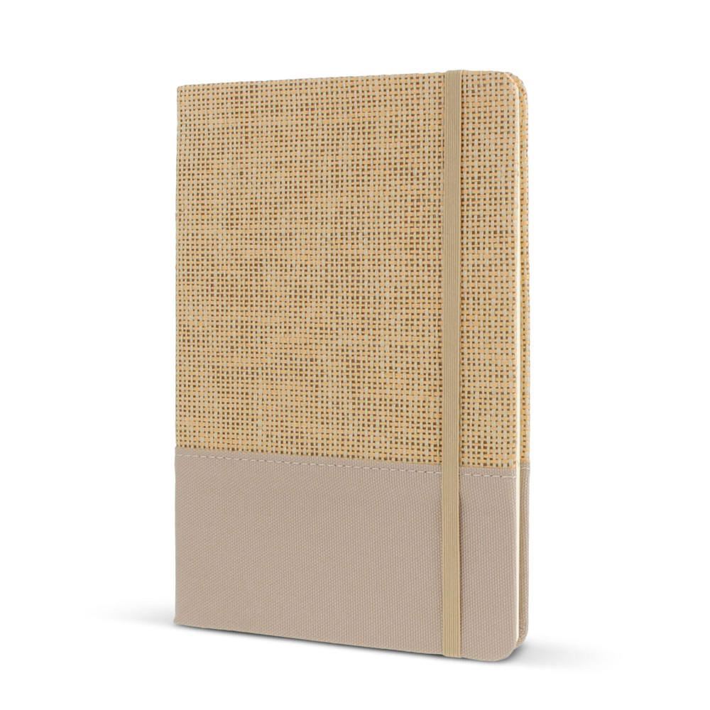 Notitieboek jute R-PET - voor bedrijven en relatiegeschenken - Ecru
