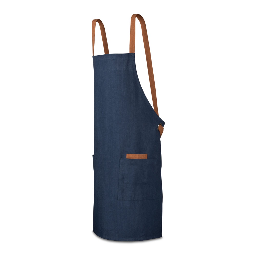 CARDAMOM. Schort van katoen (80% gerecycled) en polyester (20% gerecycled) (220 g/m²) - met logo of onbedrukt - Marineblauw