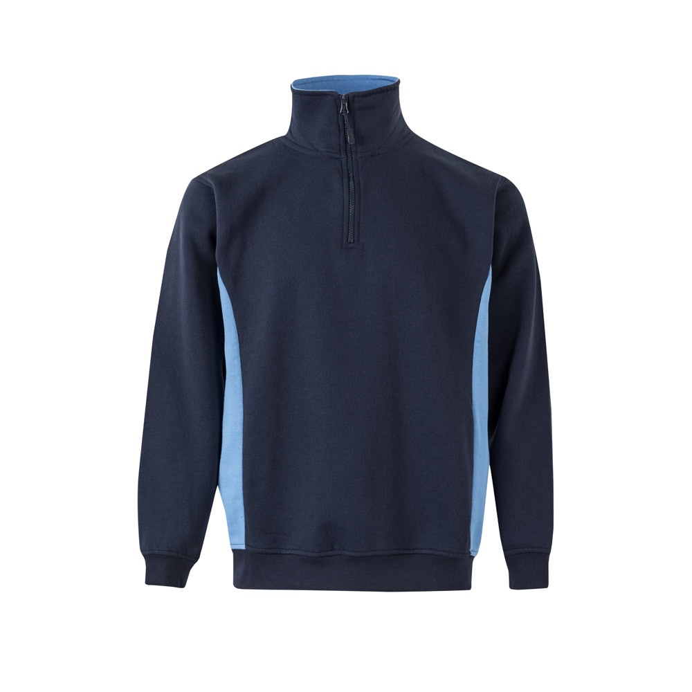 VL SVAROG. Tweekleurig sweatshirt van badstof (260g/m²), van polyester (65%) en katoen (35%) - voor bedrijven - Marineblauw, Licht blauw
