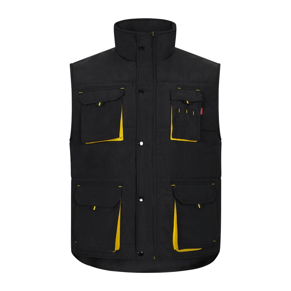 VL NERGAL. Gewatteerd vest, tweekleurig, met meerdere zakken (120g/m²), van polyester (100%) - kopen of - Zwart, Geel