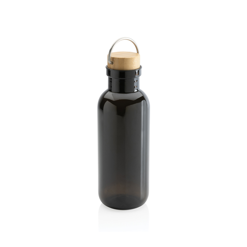 RCS recycled PET fles met bamboe deksel en handvat - kopen of bedrukken - zwart (± PMS Black)