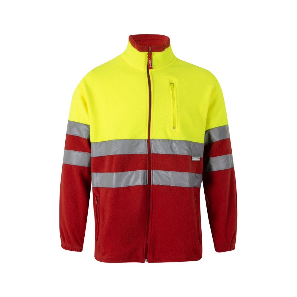 VL EROS. Tweekleurig fleecejack (280g/m²) van polyester (100%) - bedrukt of onbedrukt verkrijgbaar - Rood, Geel