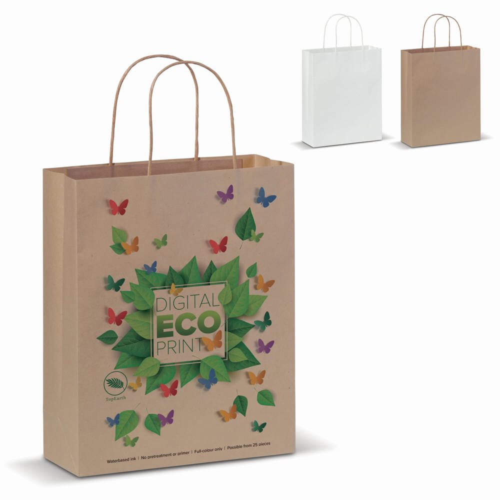 Papieren kraft tas 90g/m² 22x10x31cm - met logo of onbedrukt bestellen
