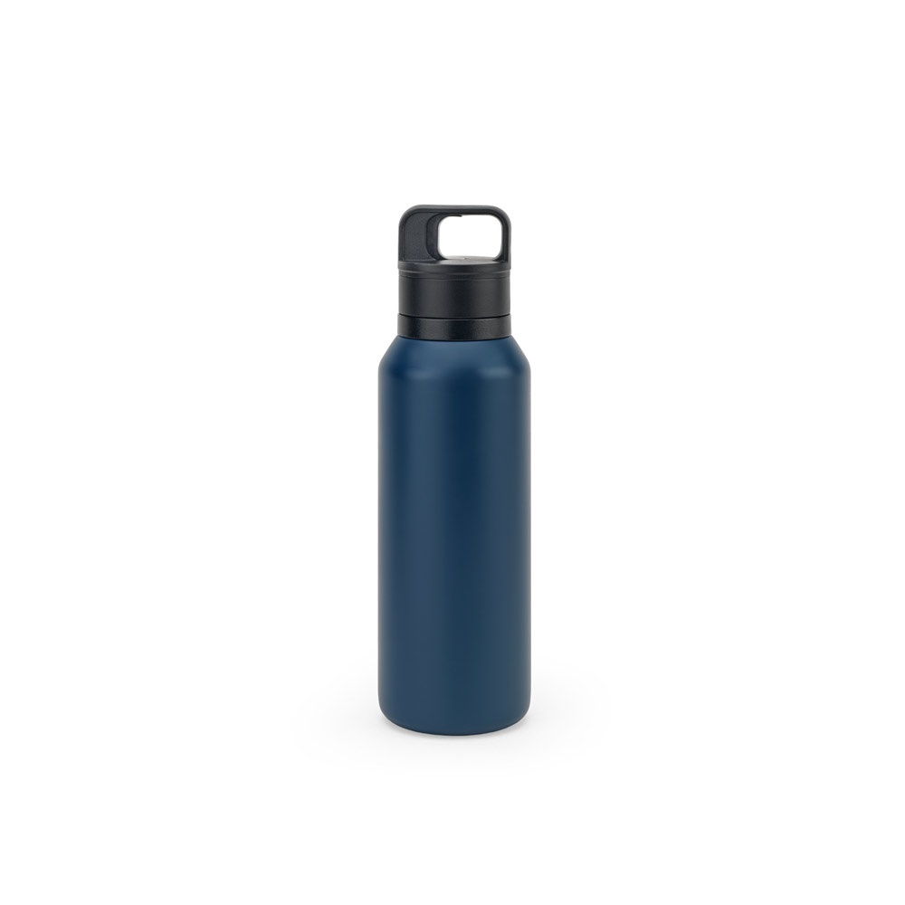 NICKLAUS. Roestvrijstalen fles (91% gerecycled) met vacuüm geïsoleerde dubbele wand 590 mL - met logo of - Marineblauw