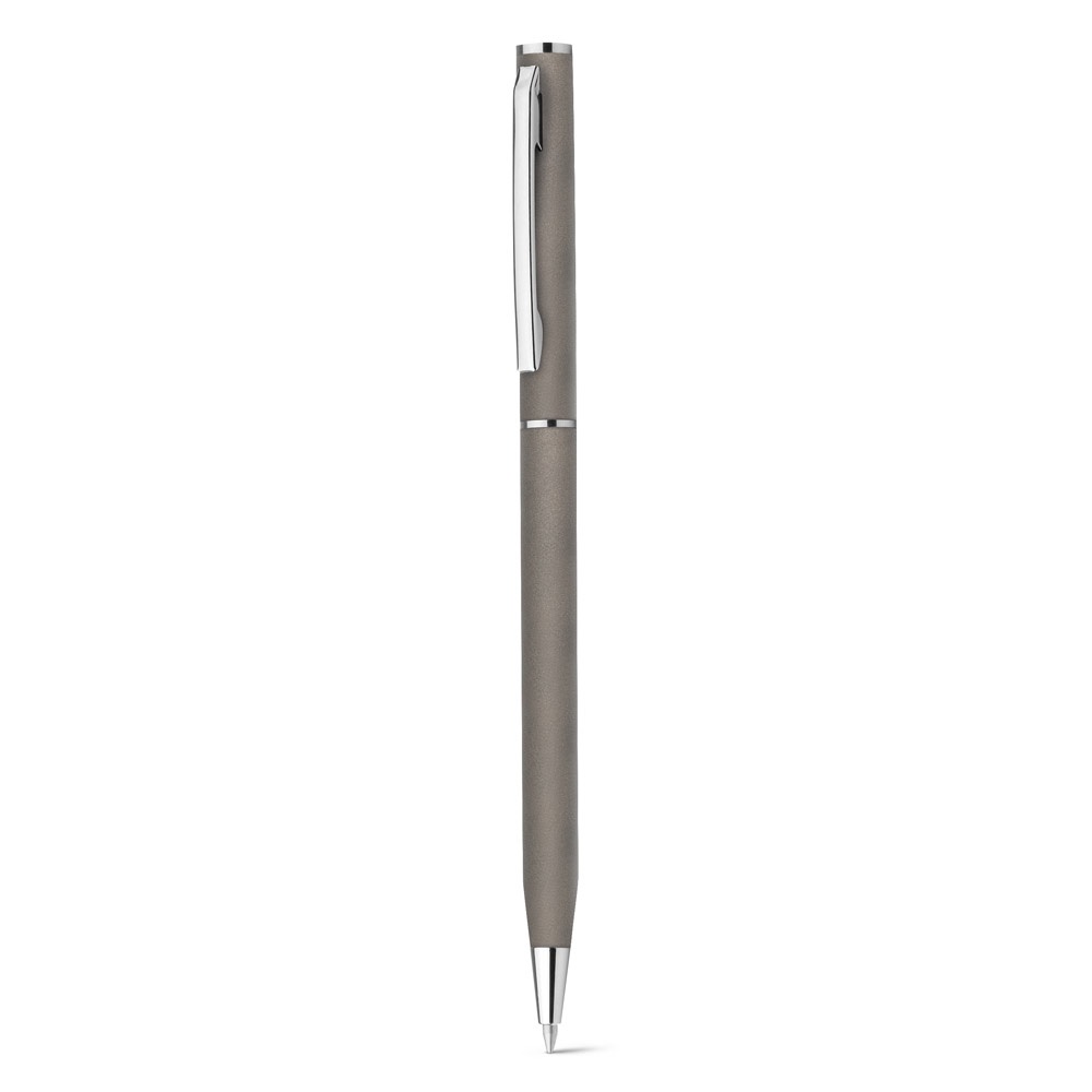 LESLEY METALLIC. Aluminium balpen met clip en draaimechanisme - kopen of bedrukken - Gun metal