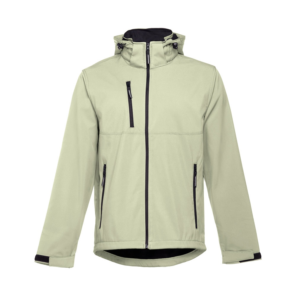 THC ZAGREB. Softshell herenjack van polyester en elastaan - bedrukt of onbedrukt verkrijgbaar - Pastel groen