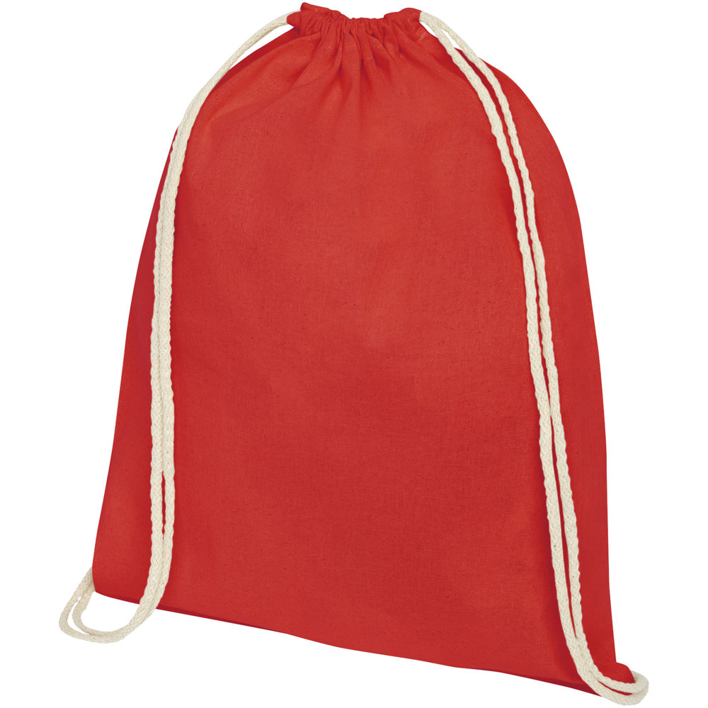 Oregon 140 g/m² katoenen rugzak met trekkoordsluiting 5L - voor bedrijven en relatiegeschenken - rood